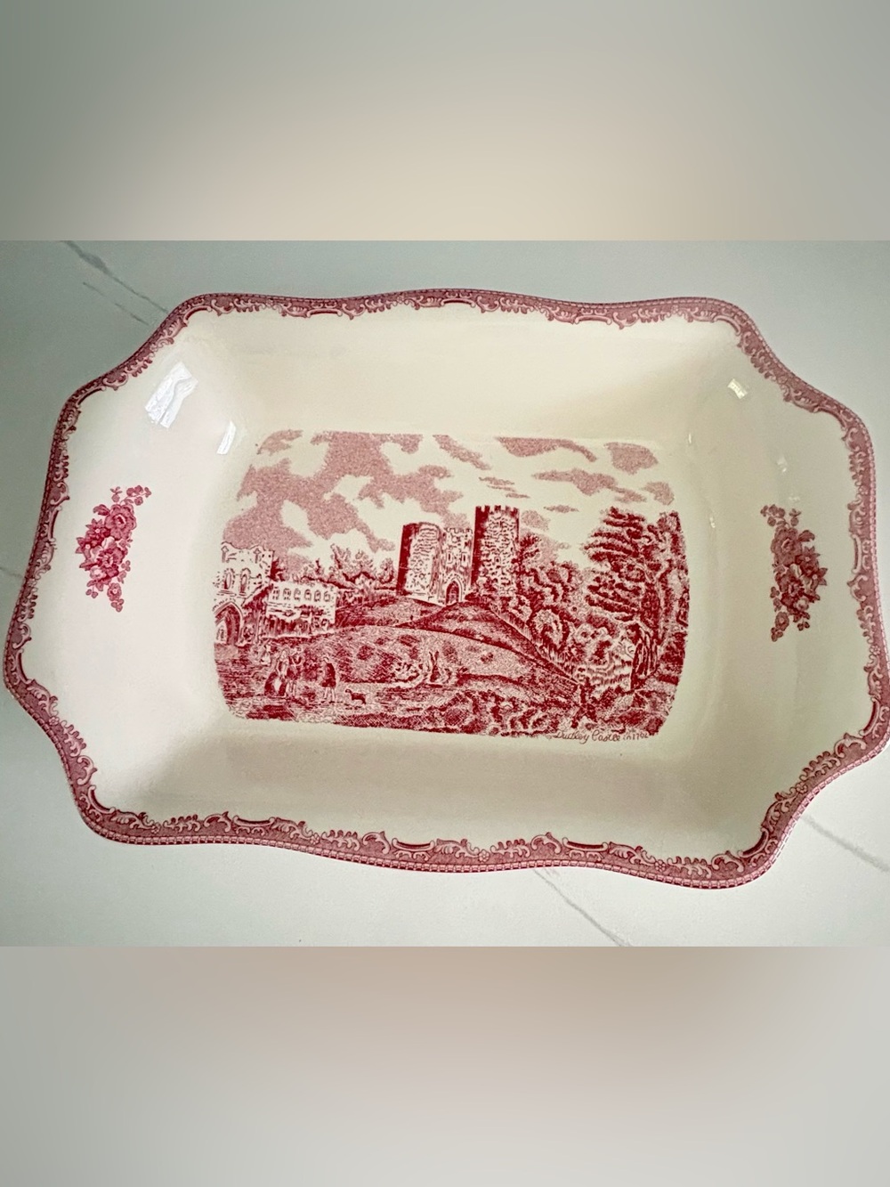 Johnson Brothers Old Britain Castles Pink Rectangular Baker Dudley Castle Dish